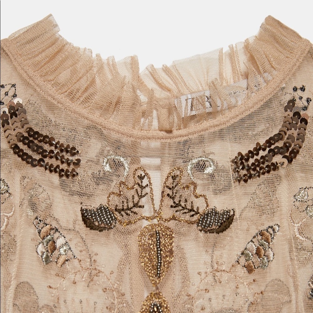 ZARA BNWT Embroidered Dress with Beading - Picture 2 of 10